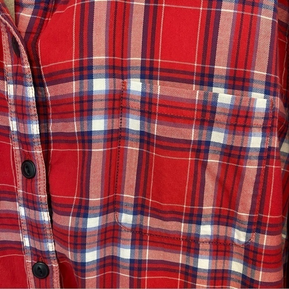 L.L. Bean Women's Fleece-Lined Flannel Shirt, Snap-Front Plaid Shirt Shacket 1X - Picture 5 of 9
